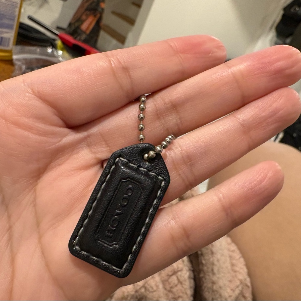 Coach Black/Tan Leather hangtag